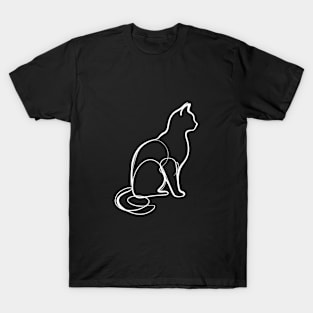 cat in one line art continous T-Shirt